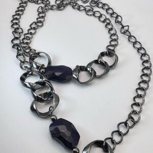 Elegant Black and Silver Chain Necklace